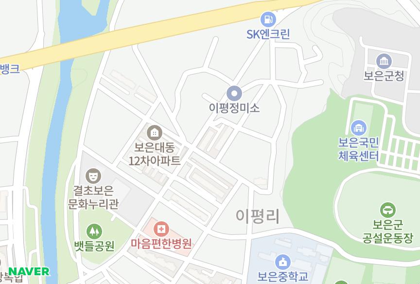 충청북도 보은군 보은읍 이평리 로얄팔레스 위치·실거래 시세 지도