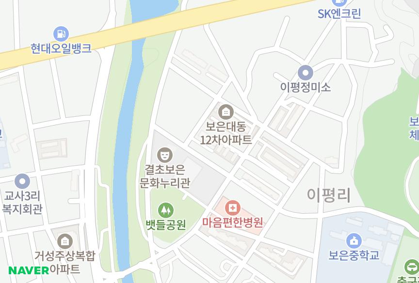 충청북도 보은군 보은읍 이평리 명동하이츠빌 위치·실거래 시세 지도