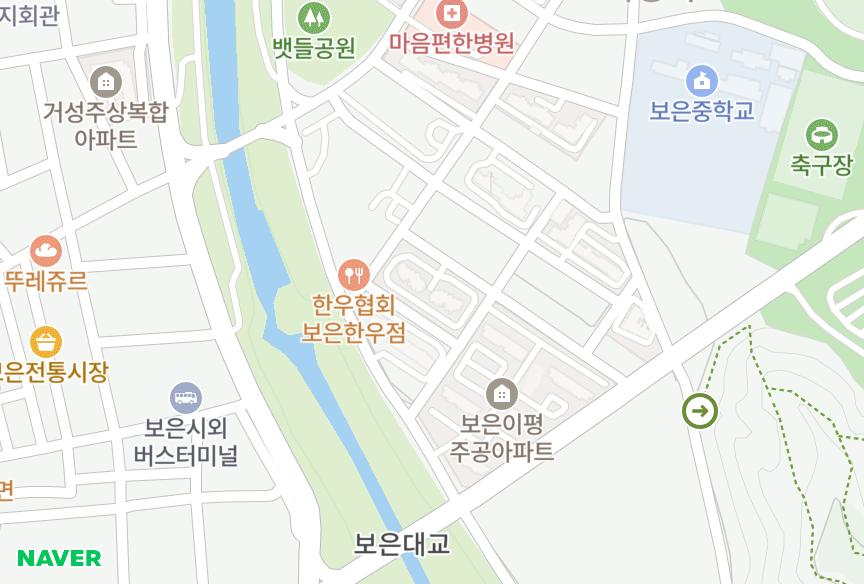 충청북도 보은군 보은읍 이평리 대신센텀캐슬 위치·실거래 시세 지도
