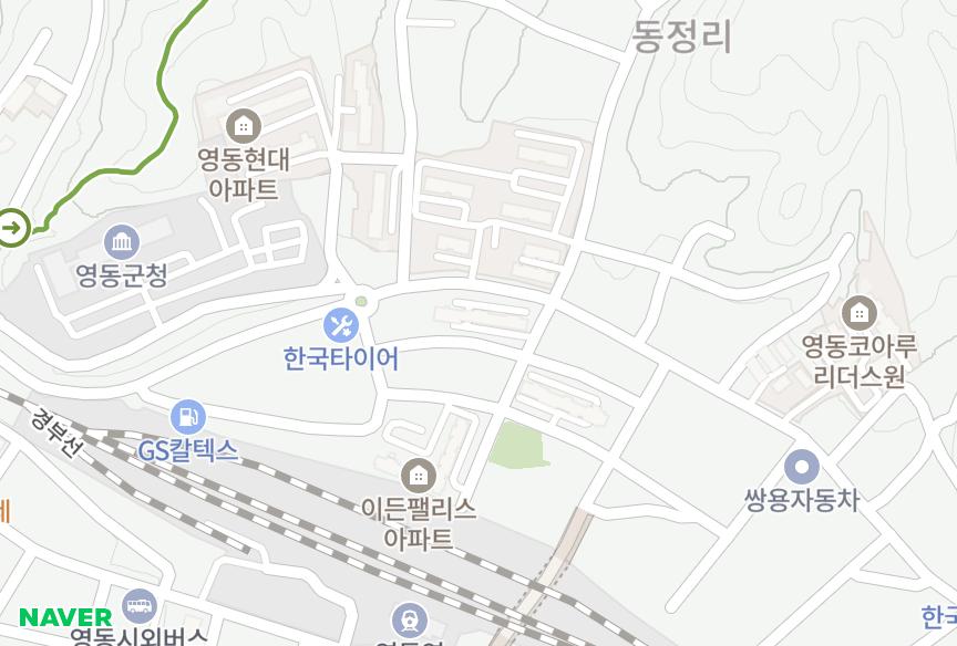 충청북도 영동군 영동읍 동정리 카이저 위치·실거래 시세 지도