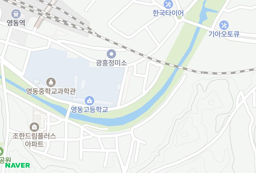 충청북도 영동군 영동읍 계산리 미주맨션 위치·실거래 시세 지도