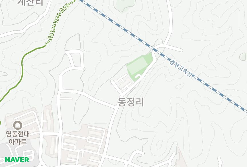 충청북도 영동군 영동읍 동정리 크로바파크뷰 위치·실거래 시세 지도