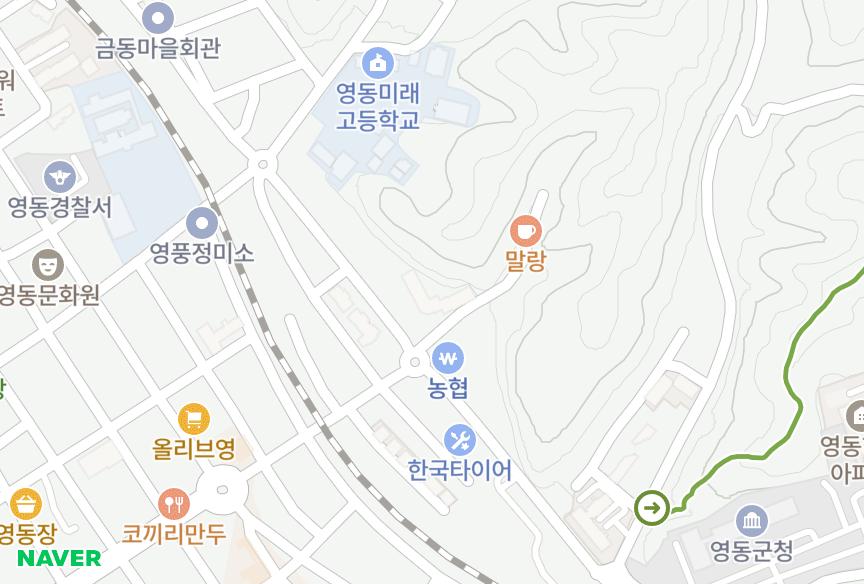 충청북도 영동군 영동읍 계산리 대성맨션 위치·실거래 시세 지도