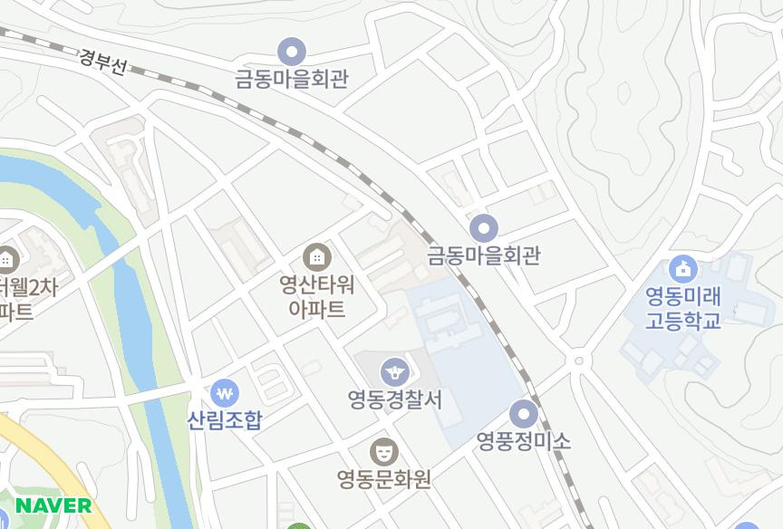충청북도 영동군 영동읍 계산리 영산맨션 위치·실거래 시세 지도