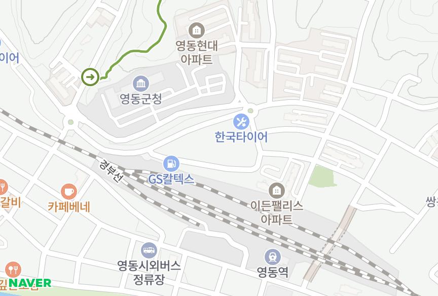 충청북도 영동군 영동읍 동정리 골든렉시움 위치·실거래 시세 지도