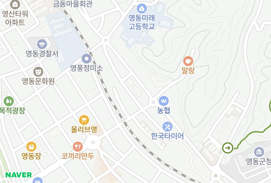 충청북도 영동군 영동읍 계산리 세인트빌2차 위치·실거래 시세 지도