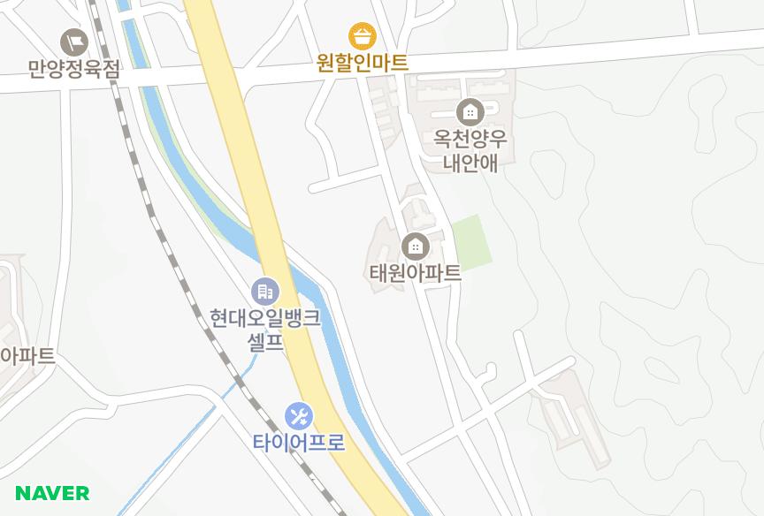 충청북도 옥천군 옥천읍 대천리 태원아파트103동 위치·실거래 시세 지도