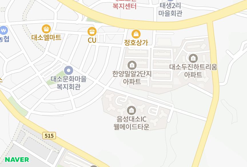 충청북도 음성군 대소읍 태생리 레이채 위치·실거래 시세 지도