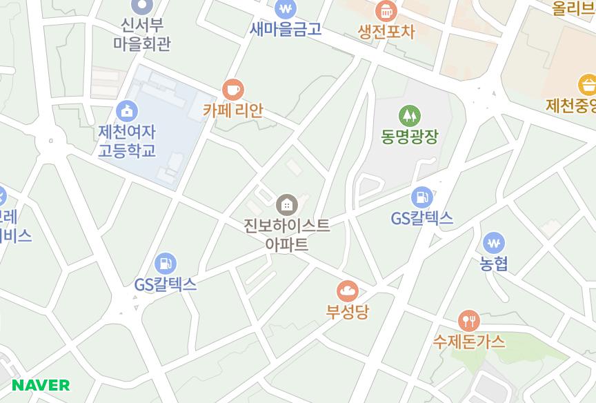 충청북도 제천시 명동 진보하이스트 위치·실거래 시세 지도