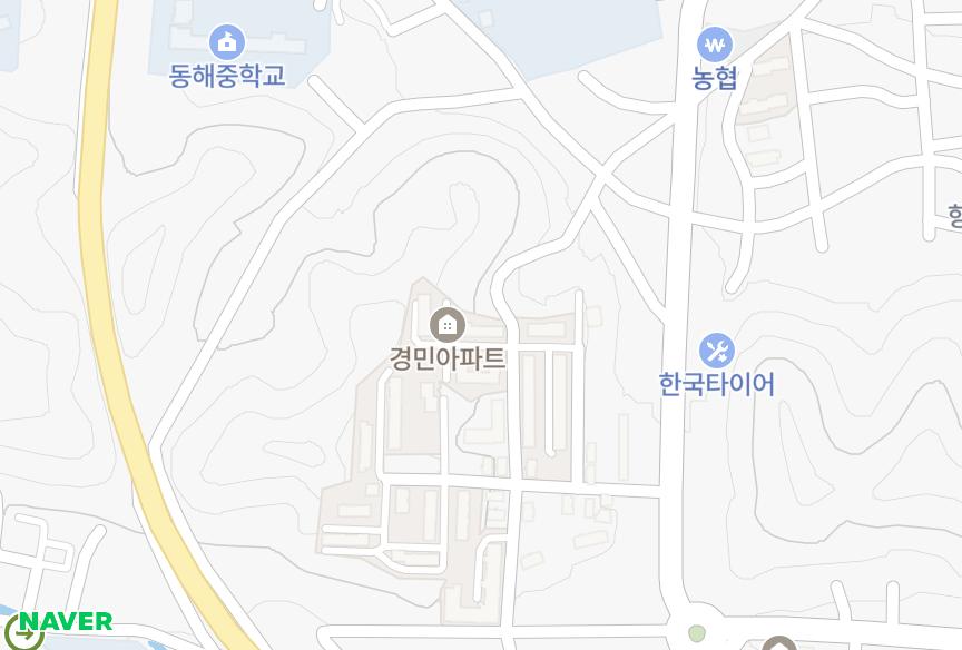 강원특별자치도 동해시 발한동 발한경민1차 위치·실거래 시세 지도