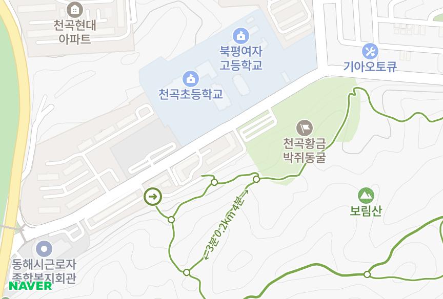 강원특별자치도 동해시 천곡동 천곡시영1차 위치·실거래 시세 지도
