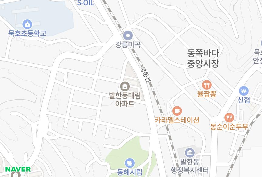 강원특별자치도 동해시 발한동 발한대림 위치·실거래 시세 지도