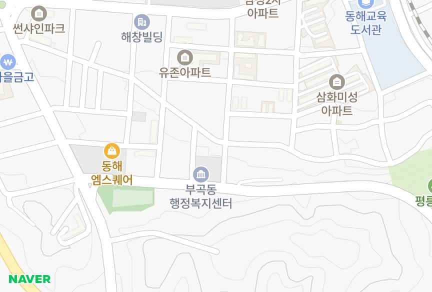 강원특별자치도 동해시 부곡동 부곡승우파크빌라3차 위치·실거래 시세 지도