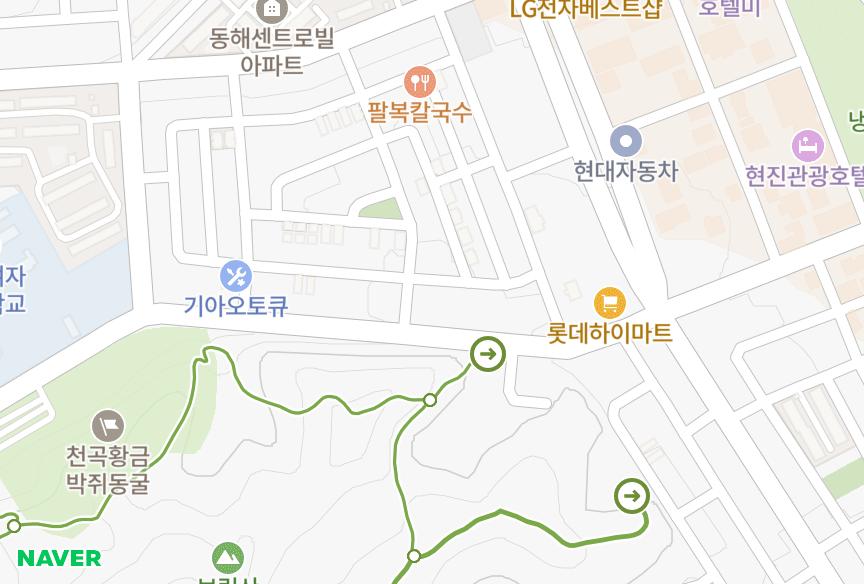 강원특별자치도 동해시 천곡동 혜원빌라 위치·실거래 시세 지도