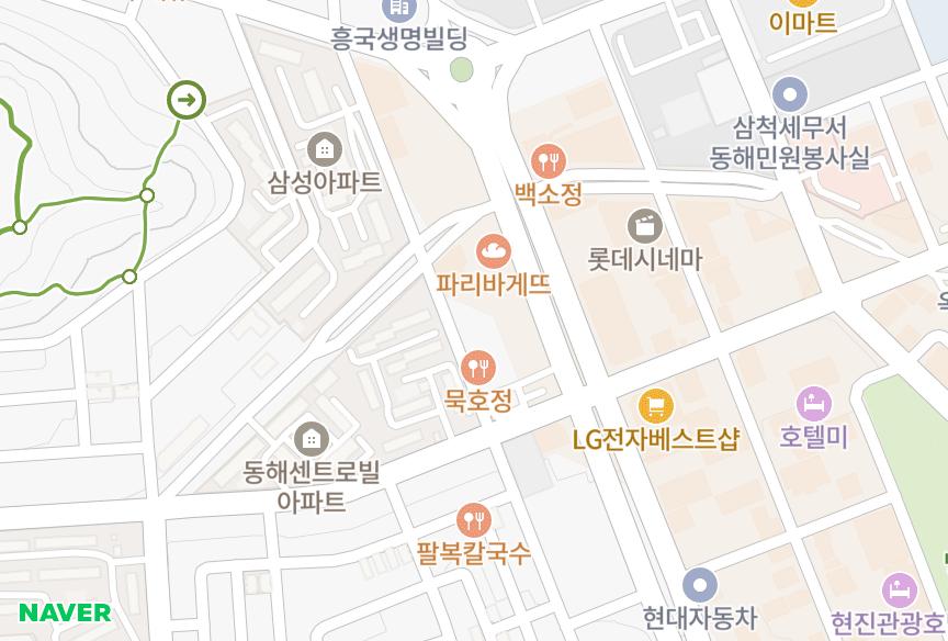 강원특별자치도 동해시 천곡동 삼양타워2차 위치·실거래 시세 지도