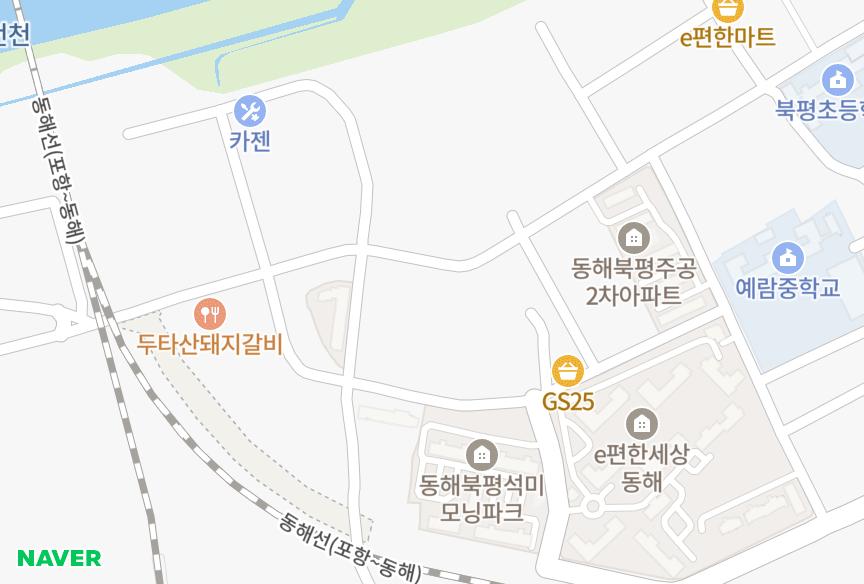 강원특별자치도 동해시 북평동 삼성맨션 위치·실거래 시세 지도