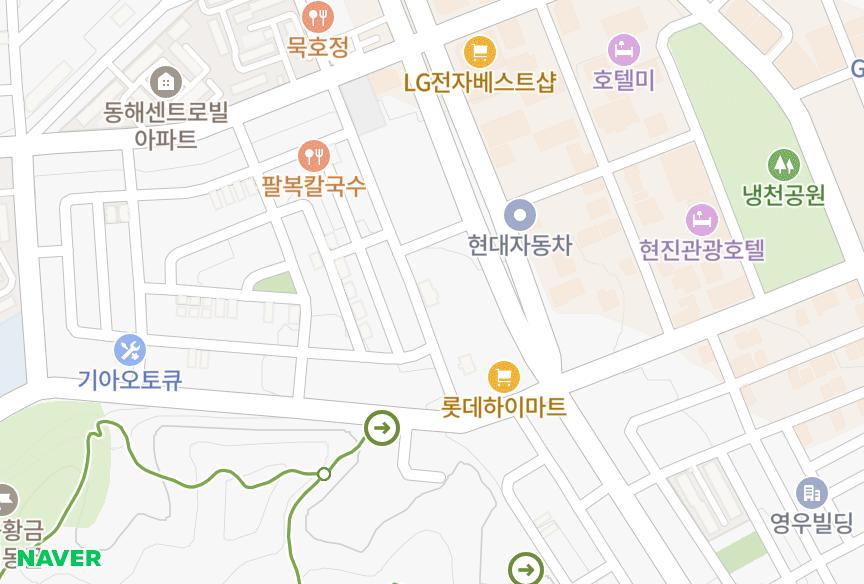 강원특별자치도 동해시 천곡동 삼성골드맨션 위치·실거래 시세 지도