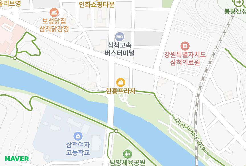 강원특별자치도 삼척시 남양동 한흥프라자 위치·실거래 시세 지도