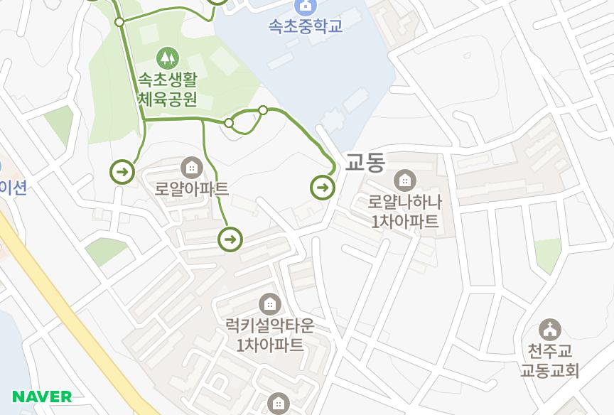강원특별자치도 속초시 교동 로얄골든 위치·실거래 시세 지도