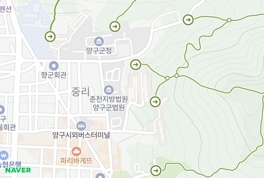 강원특별자치도 양구군 양구읍 중리 일립그린 위치·실거래 시세 지도