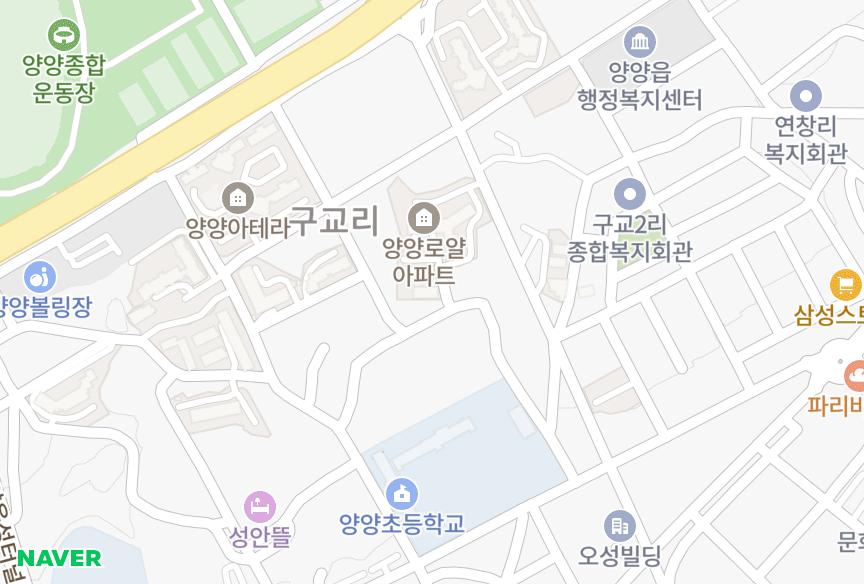 강원특별자치도 양양군 양양읍 구교리 삼진양양로얄타워맨션 위치·실거래 시세 지도
