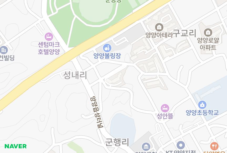 강원특별자치도 양양군 양양읍 성내리 양양정아2차 위치·실거래 시세 지도