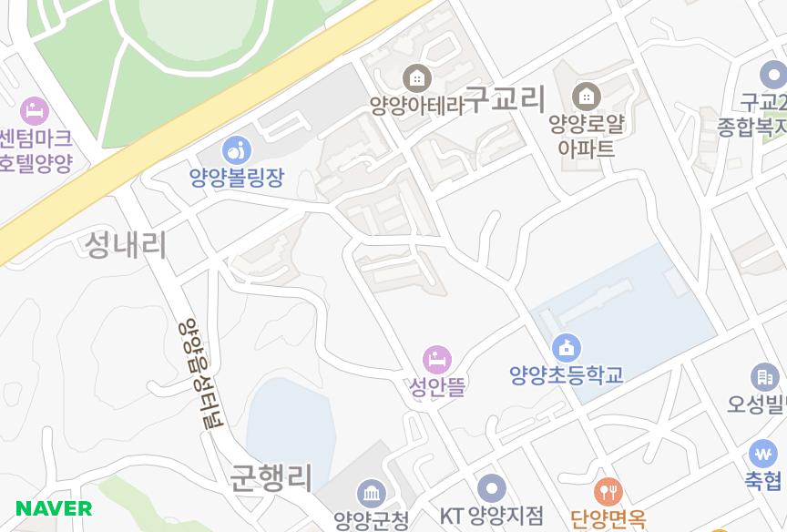 강원특별자치도 양양군 양양읍 구교리 태산3차 위치·실거래 시세 지도