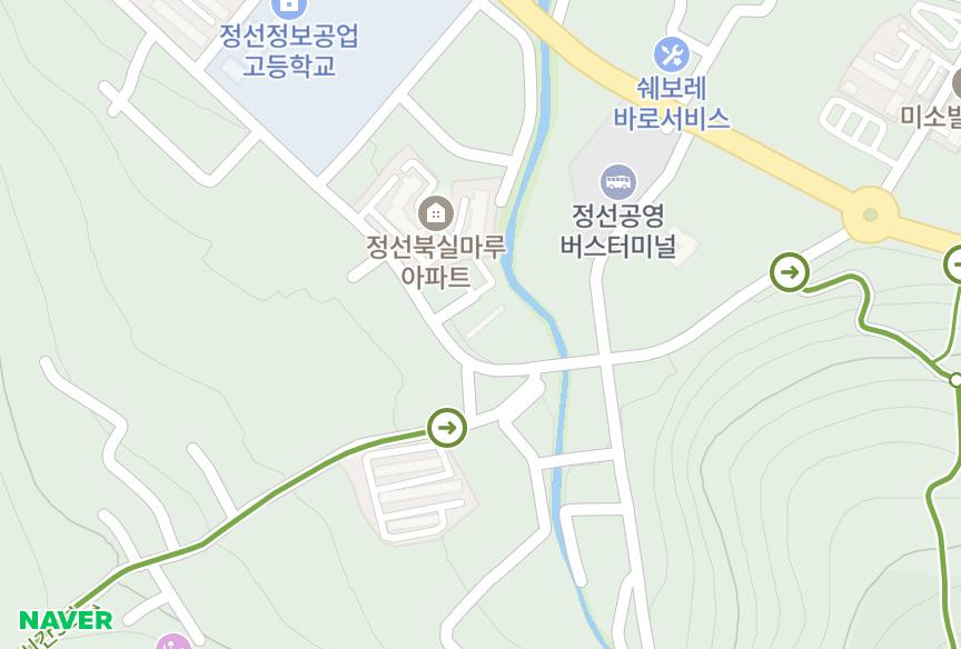 강원특별자치도 정선군 정선읍 북실리 북실광원 위치·실거래 시세 지도