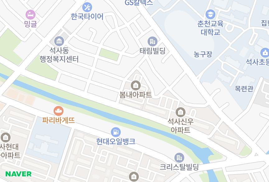 강원특별자치도 춘천시 석사동 봄내 위치·실거래 시세 지도