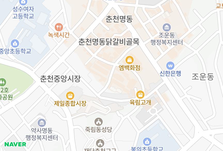 강원특별자치도 춘천시 죽림동 브라운街흥화Vill 위치·실거래 시세 지도