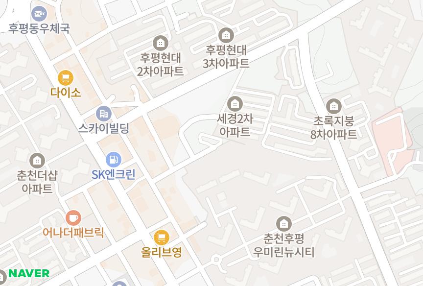 강원특별자치도 춘천시 후평동 가산 위치·실거래 시세 지도