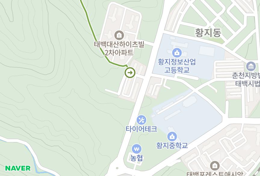 강원특별자치도 태백시 황지동 우석 위치·실거래 시세 지도