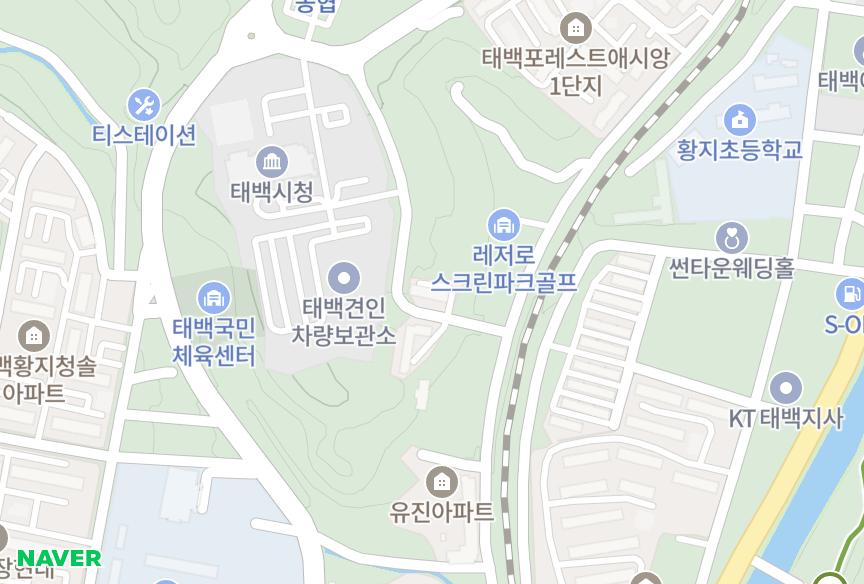 강원특별자치도 태백시 황지동 공무원 위치·실거래 시세 지도