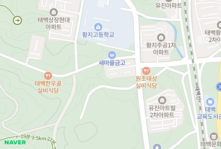 강원특별자치도 태백시 황지동 시영 위치·실거래 시세 지도