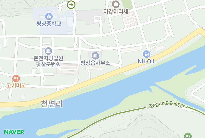 강원특별자치도 평창군 평창읍 중리 강변 위치·실거래 시세 지도