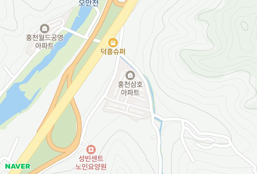 강원특별자치도 홍천군 홍천읍 하오안리 삼호2차 위치·실거래 시세 지도