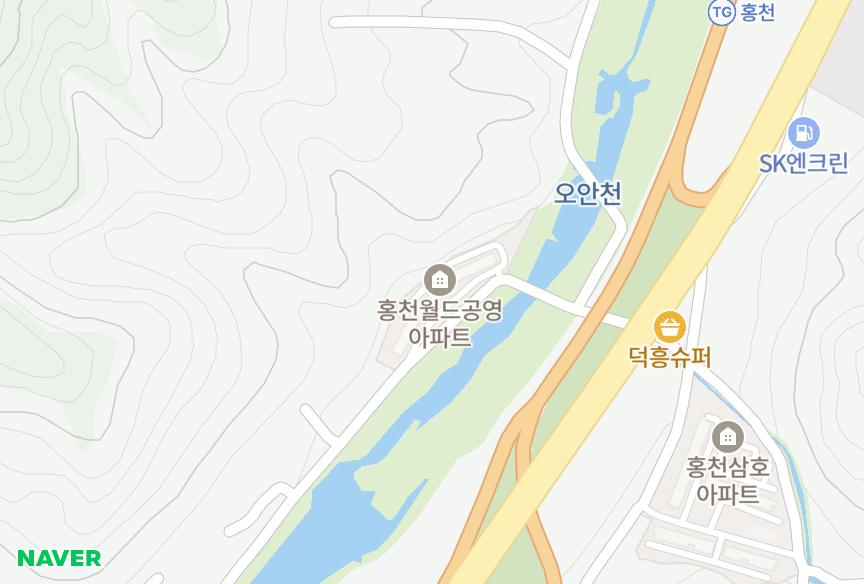 강원특별자치도 홍천군 홍천읍 하오안리 월드공영 위치·실거래 시세 지도