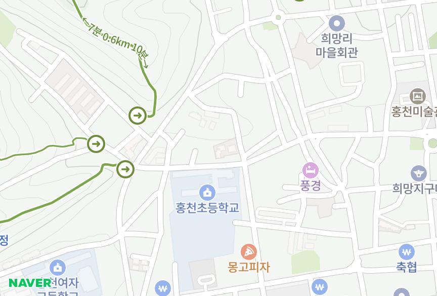 강원특별자치도 홍천군 홍천읍 희망리 미진엔젤 위치·실거래 시세 지도