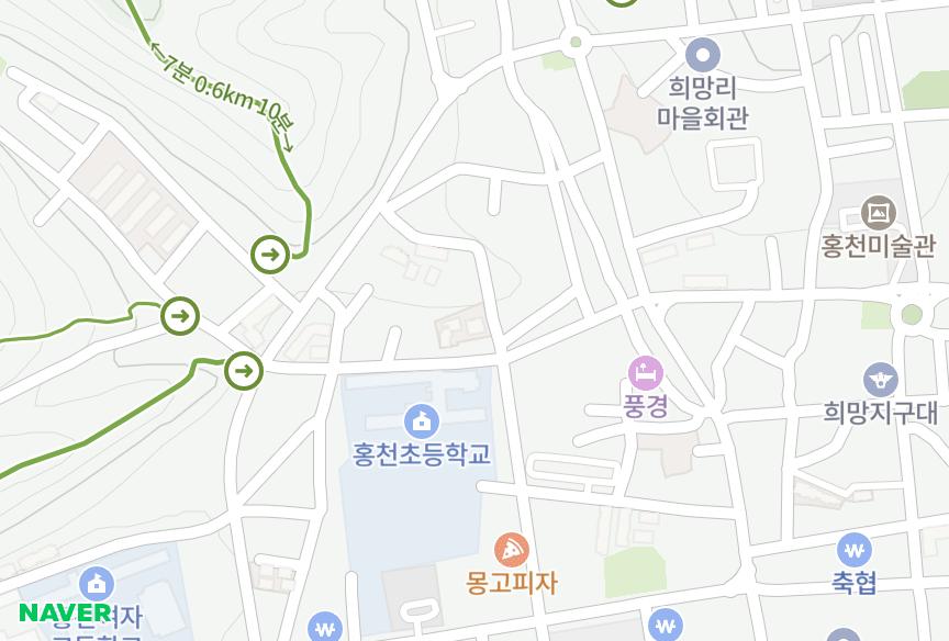 강원특별자치도 홍천군 홍천읍 희망리 엔젤2차 위치·실거래 시세 지도