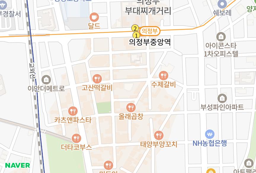 경기도 의정부시 의정부동 의정부우주마루6차 위치·실거래 시세 지도