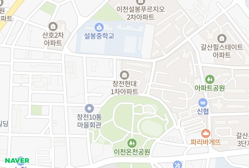 경기도 이천시 창전동 현대1차 위치·실거래 시세 지도