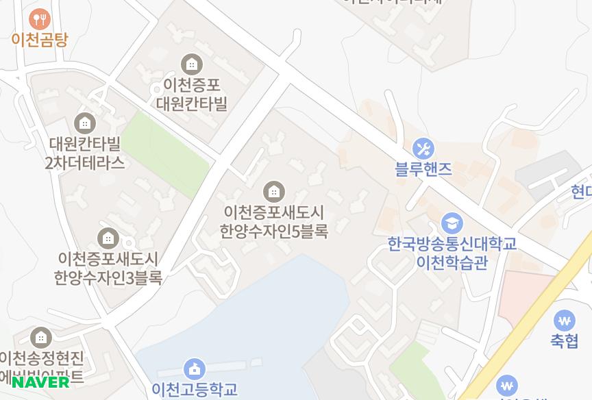 경기도 이천시 증포동 이천증포새도시한양수자인5블럭 위치·실거래 시세 지도