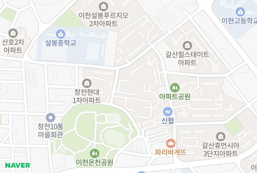 경기도 이천시 창전동 현대2차 위치·실거래 시세 지도