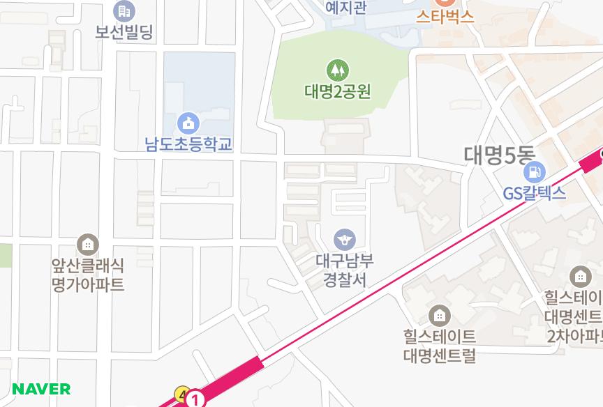 대구광역시 남구 대명동 새한 위치·실거래 시세 지도
