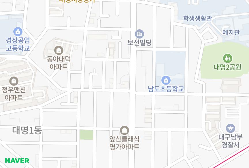 대구광역시 남구 대명동 서동해피플러스 위치·실거래 시세 지도
