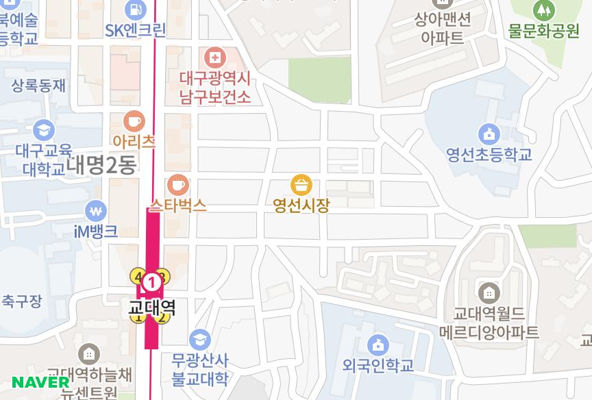 대구광역시 남구 대명동 효동 위치·실거래 시세 지도