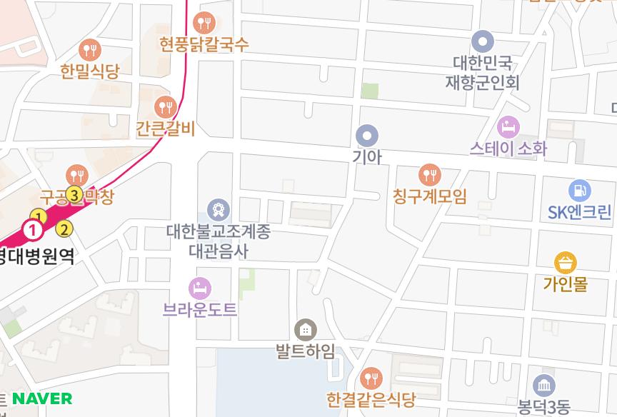 대구광역시 남구 봉덕동 대성맨션 위치·실거래 시세 지도