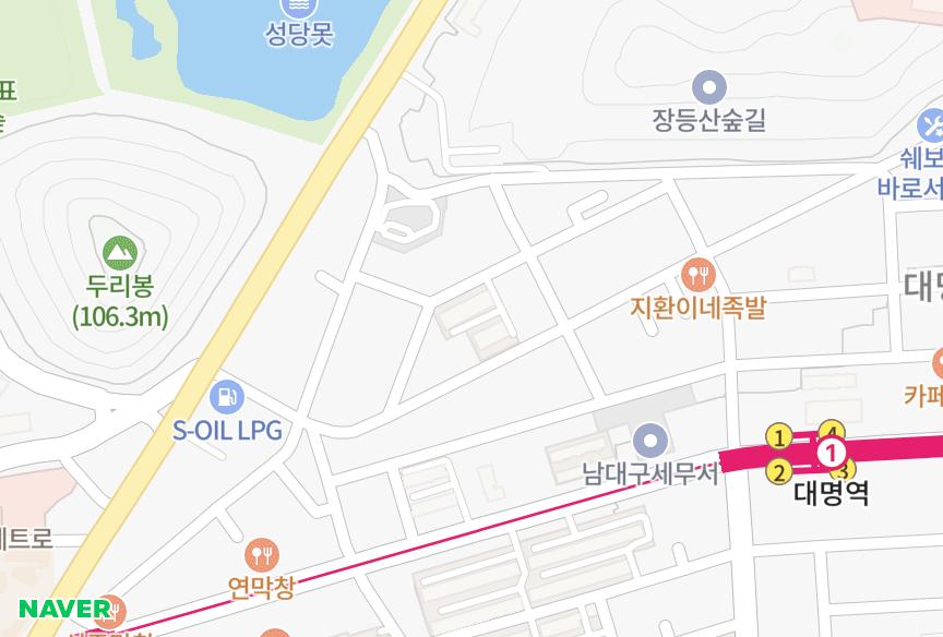 대구광역시 남구 대명동 삼정비취맨션 위치·실거래 시세 지도