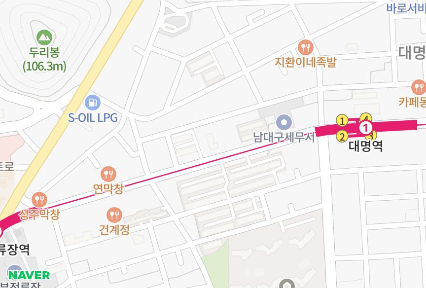 대구광역시 남구 대명동 스카이파크 위치·실거래 시세 지도
