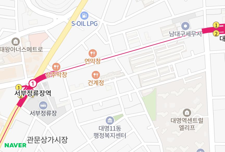 대구광역시 남구 대명동 앞산삼정그린코아트라이시티 위치·실거래 시세 지도